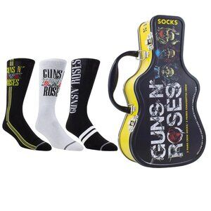 Guns N' Roses 3 Pair Socks in Keepsake Guitar Case